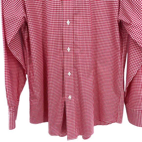 Lauren Ralph Lauren Green Label 100% Cotton Red Gingham Button Down 16 1/2 34-35 - Picture 10 of 13